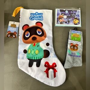NWT Animal Crossing 4-items: stocking, socks & notecards  pack bundle